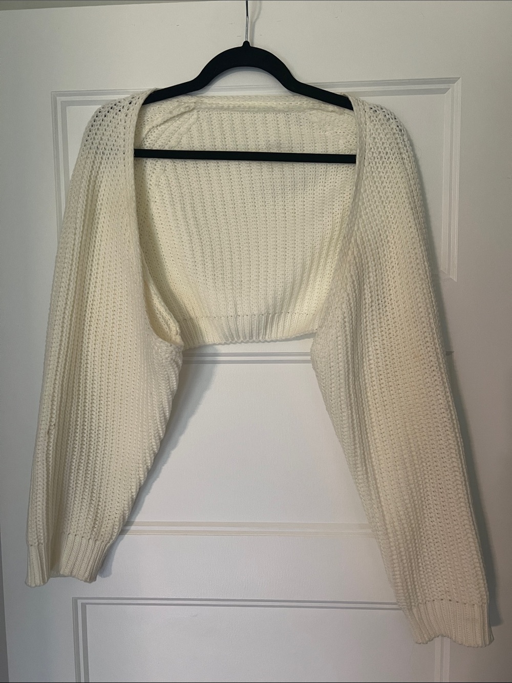 SHEIN Cream Cropped Open Knit Bolero Shrug